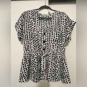 Sweet Rain Black and White Dotted Blouse